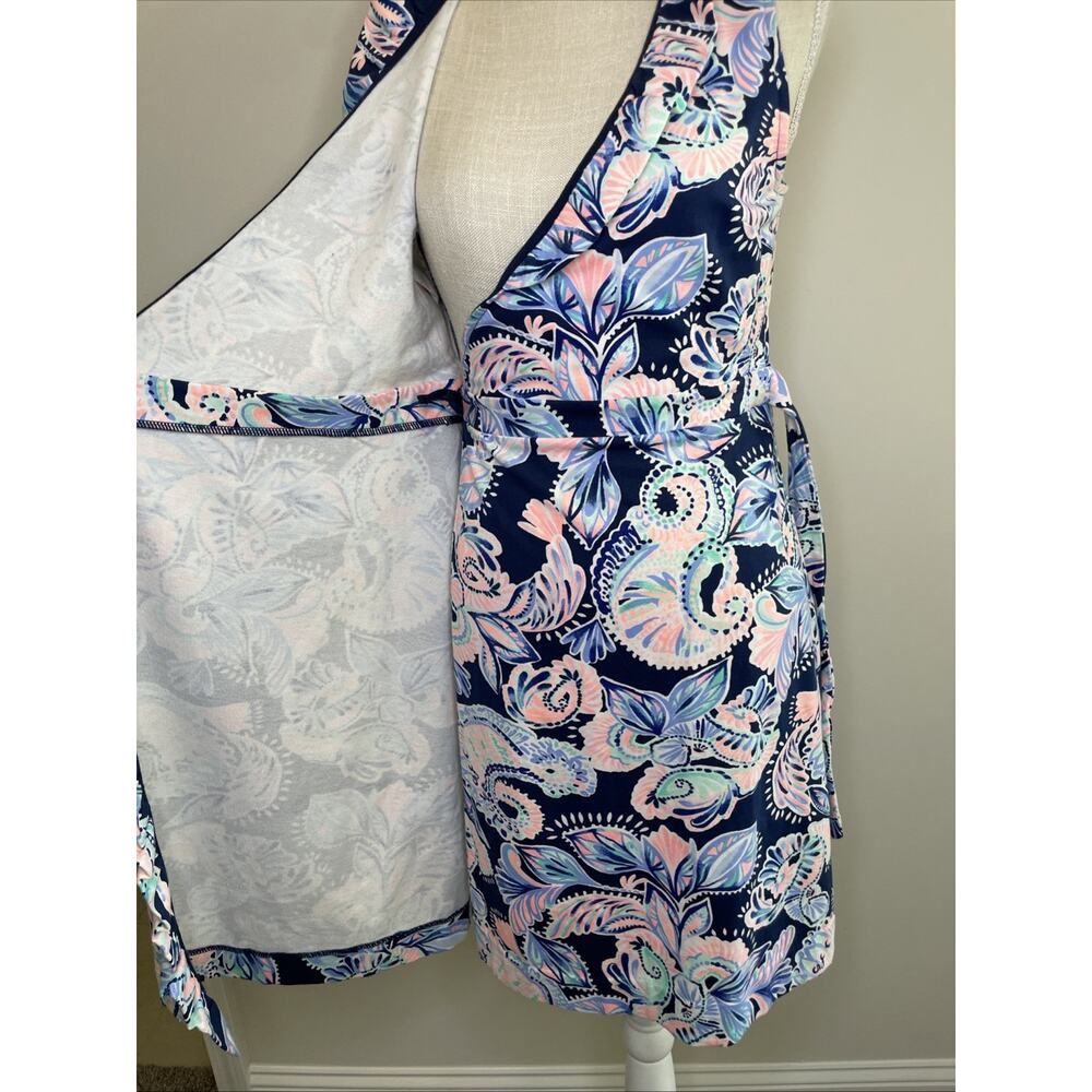 Lilly Pulitzer Romee Wrap Dress Holy Flockamolie Ruffled Sleeveless Preppy S - Picture 6 of 11